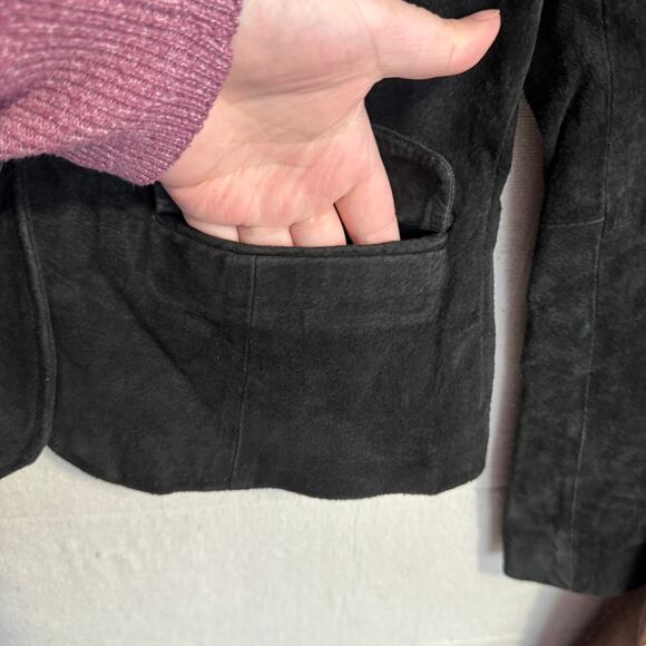 Vintage Leather Brand Blazer Jacket Size S Black Genuine Leather Classic Style - Picture 7 of 15